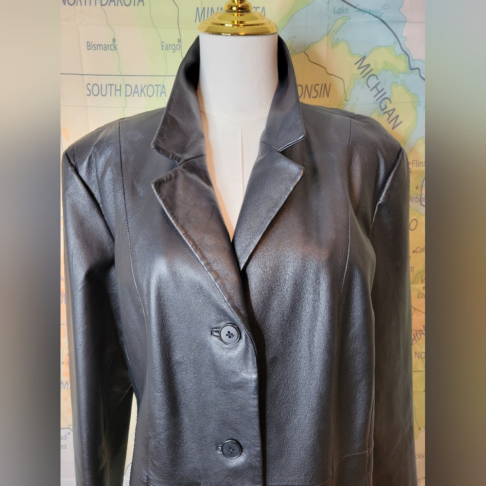 Marc Mattis Black Leather Jacket Size XL Coat - Picture 2 of 15